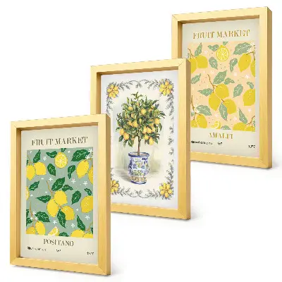 Gallery wall met Italiaanse posters van citrusbomen en fruit
