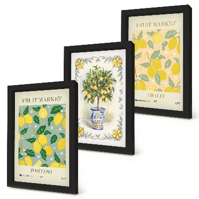 Gallery wall Italiaanse posters met citrusbomen en fruit
