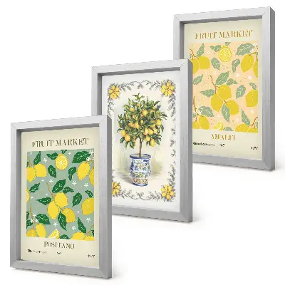 Gallery wall met Italiaanse posters van citrusbomen en fruit