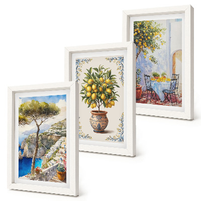 Gallery wall Zeezicht met citroenboom en tuintafel