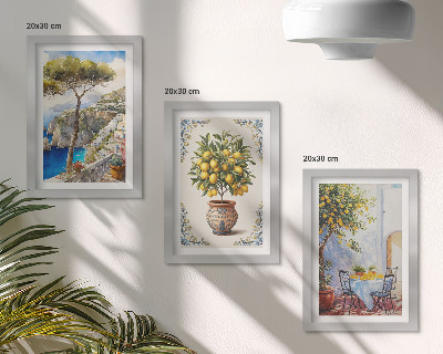 Gallery wall Zeezicht met citroenboom en tuintafel