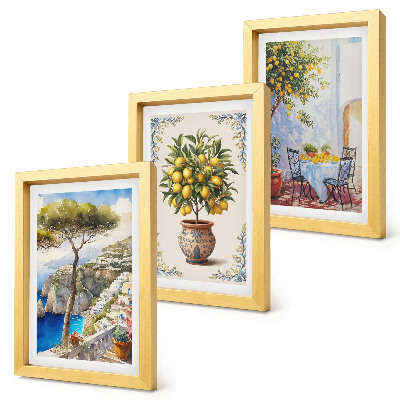 Gallery wall Zeezicht met citroenboom en tuintafel