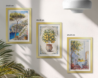 Gallery wall Zeezicht met citroenboom en tuintafel
