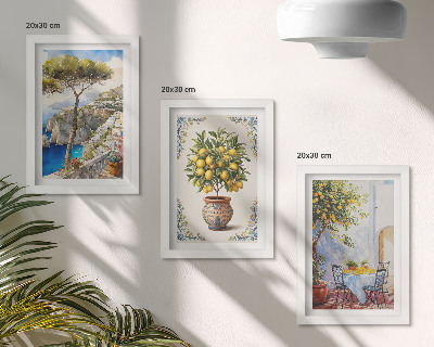 Gallery wall Zeezicht met citroenboom en tuintafel