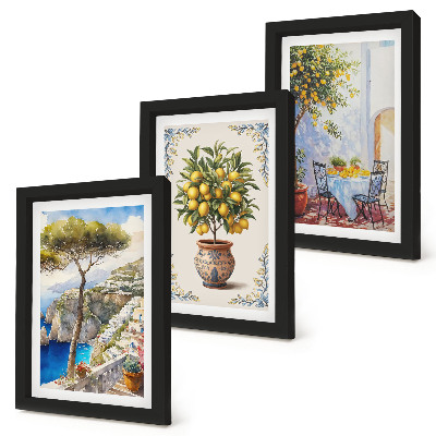 Gallery wall Zeezicht met citroenboom en tuintafel