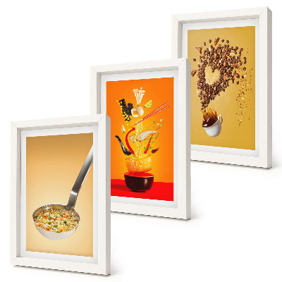 Set van ingelijste schilderijen Keukenthema's voor eten en drinken
