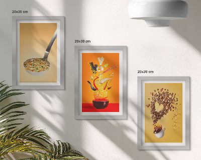 Set van ingelijste schilderijen Keukenthema's voor eten en drinken