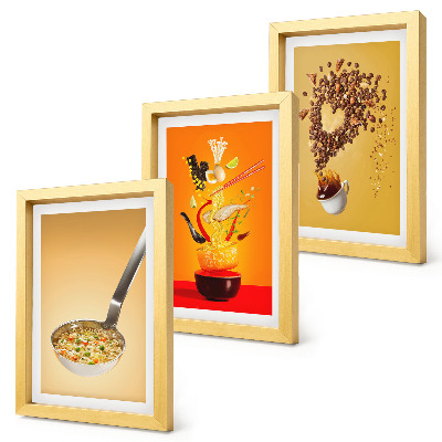 Set van ingelijste schilderijen Keukenthema's voor eten en drinken