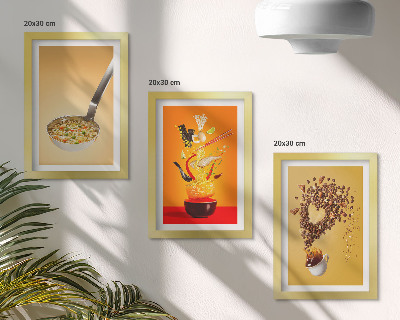 Set van ingelijste schilderijen Keukenthema's voor eten en drinken