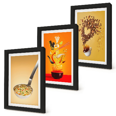 Set van ingelijste schilderijen Keukenthema's voor eten en drinken