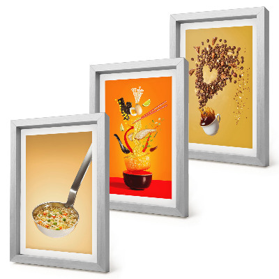 Set van ingelijste schilderijen Keukenthema's voor eten en drinken
