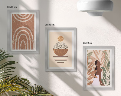 Set van ingelijste schilderijen Stijlvolle patronen met plantmotieven en geometrische vormen.