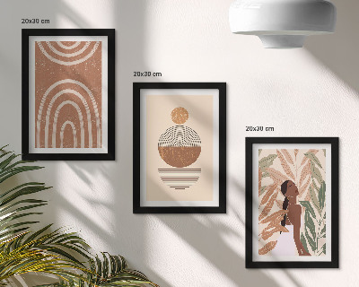 Set van ingelijste schilderijen Stijlvolle patronen met plantmotieven en geometrische vormen.