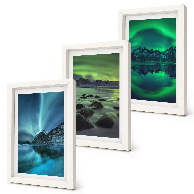 Gallery wall Winterlandschap met noorderlicht en bergen