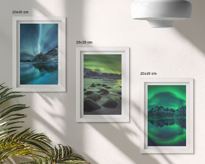 Gallery wall Winterlandschap met noorderlicht en bergen