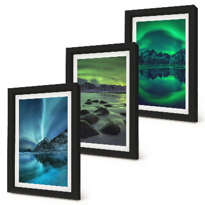 Gallery wall Winterlandschap met noorderlicht en bergen