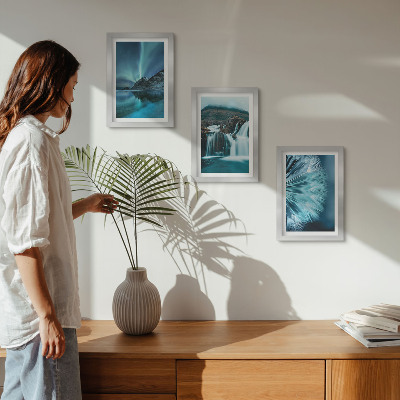 Gallery wall Winterlandschappen met watervallen en noorderlicht