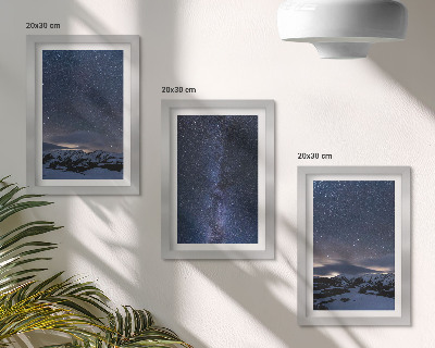 Gallery wall Nachtelijke hemel met sterren en een berglandschap