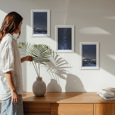 Gallery wall Nachtelijke hemel met sterren en een berglandschap