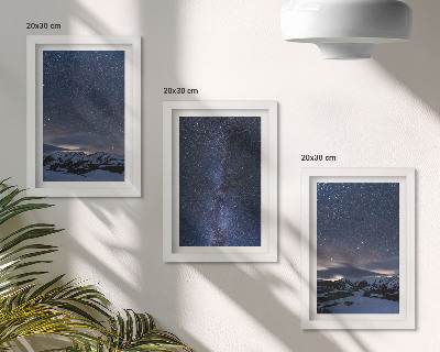 Gallery wall Nachtelijke hemel met sterren en een berglandschap