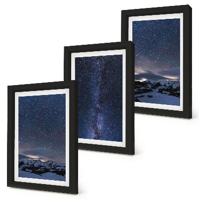 Gallery wall Nachtelijke hemel met sterren en een berglandschap