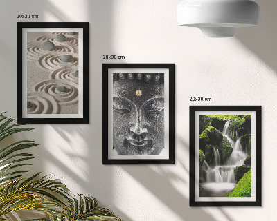 Gallery wall De rust van de natuur met stenen, een waterval en een Boeddha.