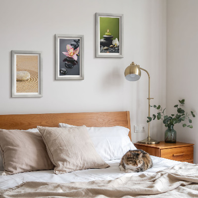 Gallery wall Rustgevende steenmotieven die vrede en zen uitstralen.