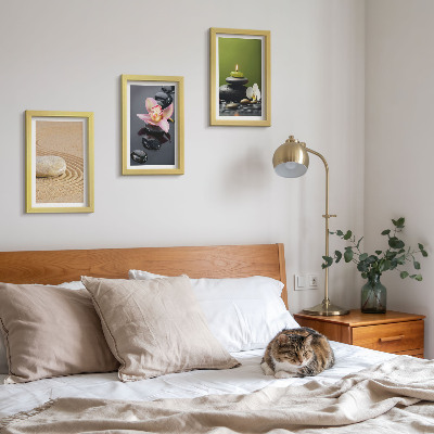 Gallery wall Rustgevende steenmotieven die vrede en zen uitstralen.