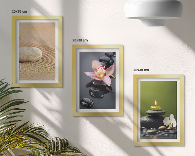 Gallery wall Rustgevende steenmotieven die vrede en zen uitstralen.