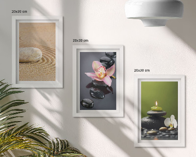 Gallery wall Rustgevende steenmotieven die vrede en zen uitstralen.