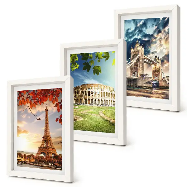 Gallery wall met monumenten van Europa in warme landschapskleuren