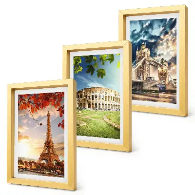 Gallery wall met monumenten van Europa in warme landschapskleuren