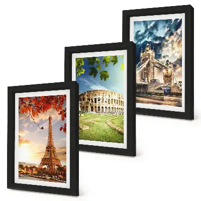 Gallery wall met monumenten van Europa in warme landschapskleuren