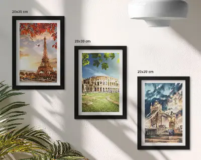 Gallery wall met monumenten van Europa in warme landschapskleuren