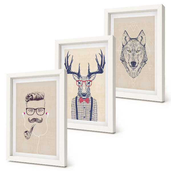 Gallery wall Stijlvolle portretten van dieren en mannen