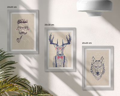 Gallery wall Stijlvolle portretten van dieren en mannen