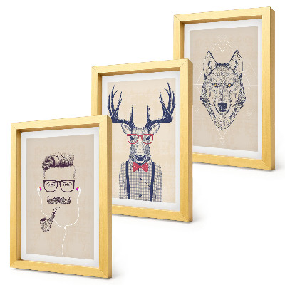 Gallery wall Stijlvolle portretten van dieren en mannen