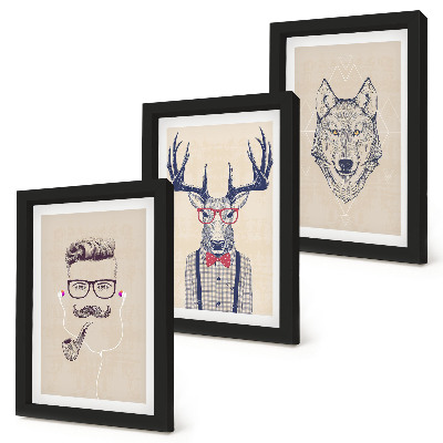 Gallery wall Stijlvolle portretten van dieren en mannen