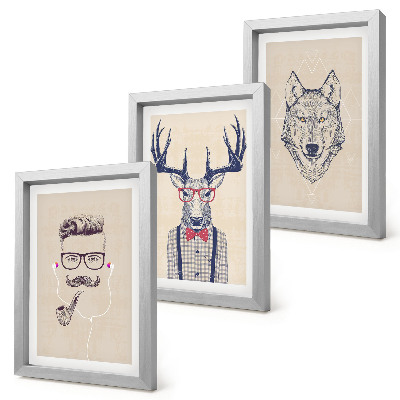 Gallery wall Stijlvolle portretten van dieren en mannen
