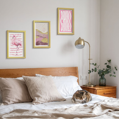 Gallery wall Roze flamingo's pastel berglandschap Chill lettering