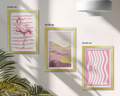 Gallery wall Roze flamingo's pastel berglandschap Chill lettering