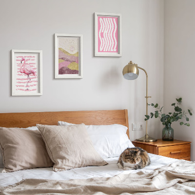 Gallery wall Roze flamingo's pastel berglandschap Chill lettering