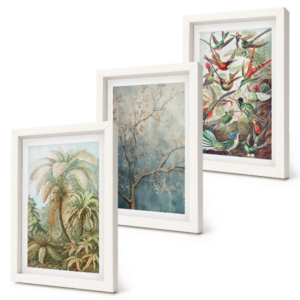 Gallery wall Tropische planten en kleurrijke vogels in de natuur