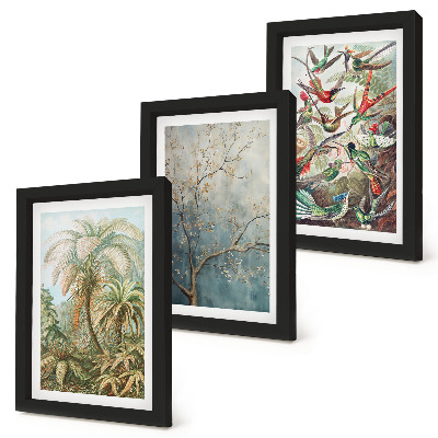 Gallery wall Tropische planten en kleurrijke vogels in de natuur