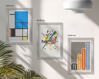 Gallery wall Abstracte moderne composities met geometrische vormen.