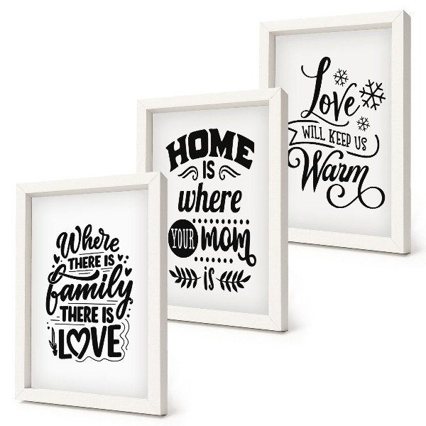 Gallery wall Familie, liefde, thuis, warmte in eenvoudige slogans.