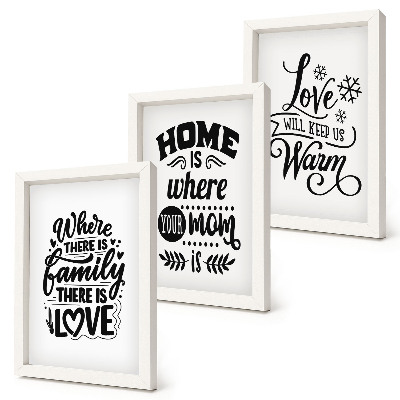 Gallery wall Familie, liefde, thuis, warmte in eenvoudige slogans.