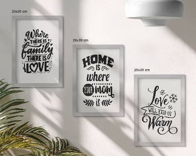 Gallery wall Familie, liefde, thuis, warmte in eenvoudige slogans.