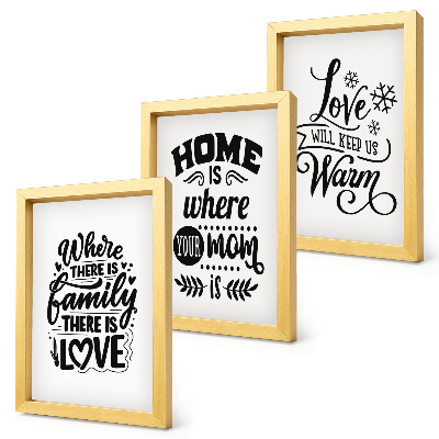 Gallery wall Familie, liefde, thuis, warmte in eenvoudige slogans.
