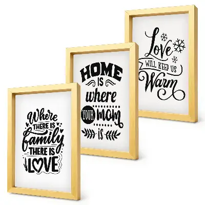 Gallery wall met teksten over familie, liefde en thuis